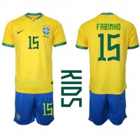Brazil Fabinho #15 Replica Home Minikit World Cup 2022 Short Sleeve (+ pants)
